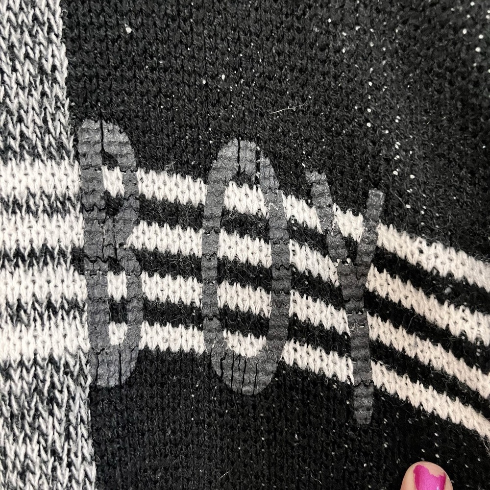 Vintage Bugle Boy Sweater 80s Spell Out Gray Black Block Patch Size Small - Picture 4 of 11